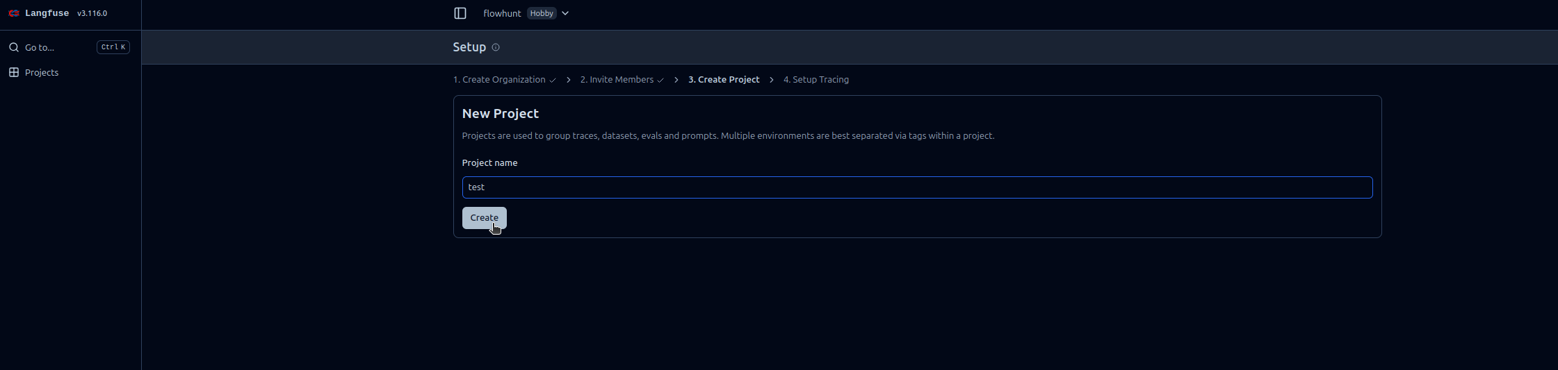 Langfuse 프로젝트 생성