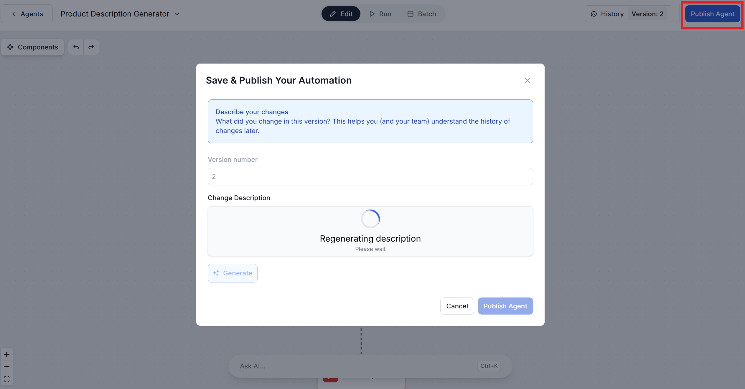 Publish Flow in FlowHunt builder