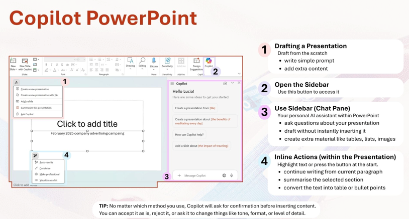 Genererer en full presentasjon med Copilot