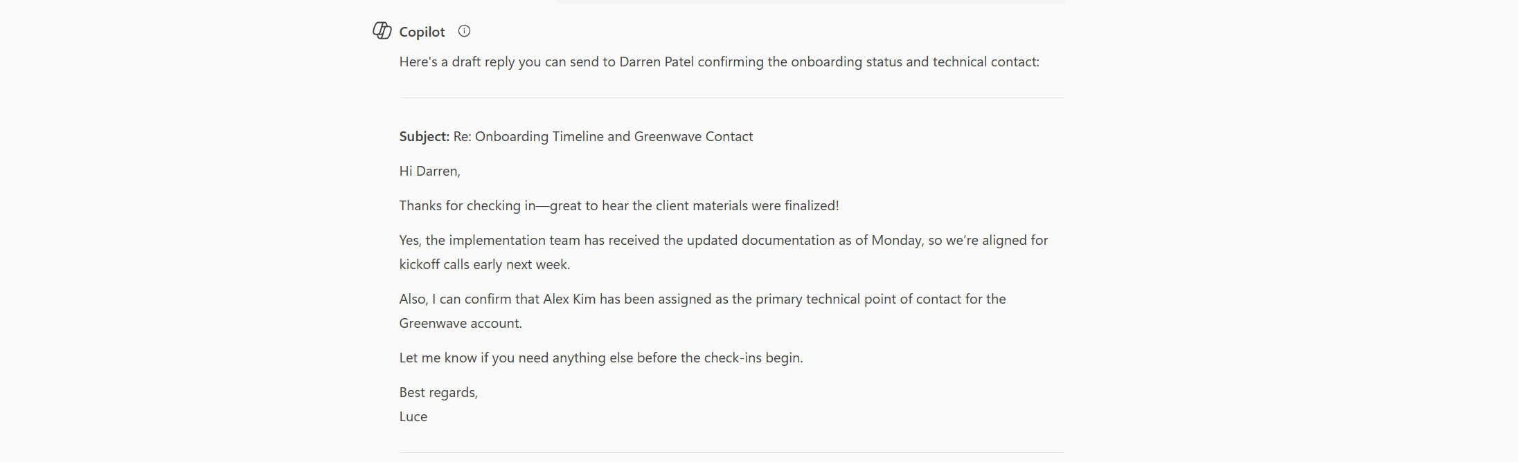 how is copilot generating email reply
