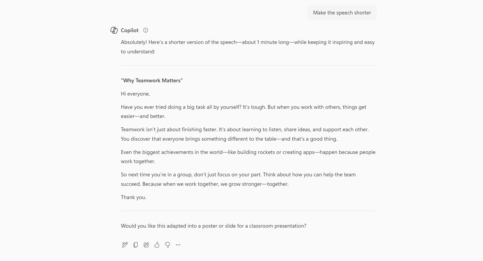How to ask Copilot to improve your speech?