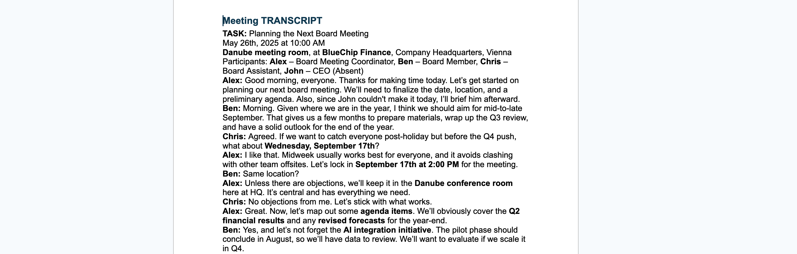 how to get a full meeting transcript