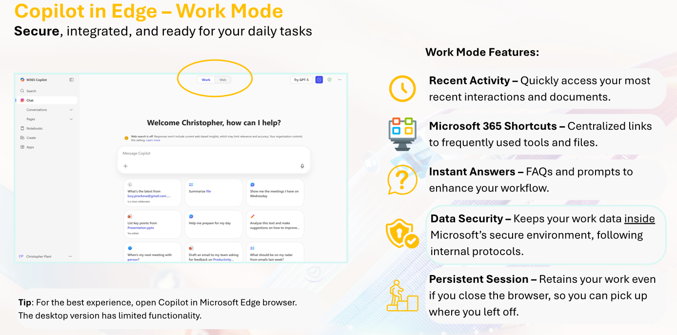 Copilot Arbejdstilstand visning