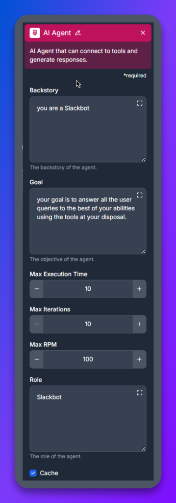 Ustawienia komponentu AI Agent w Flowhunt