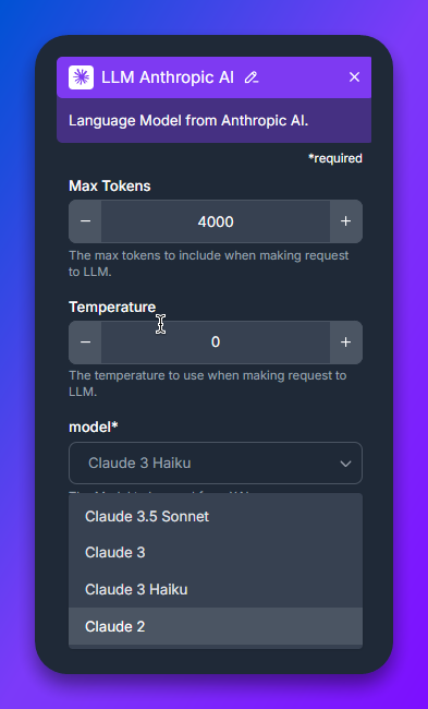 Claude 2 component in Flowhunt