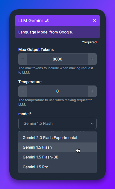 LLM Gemini Component in Flowhunt