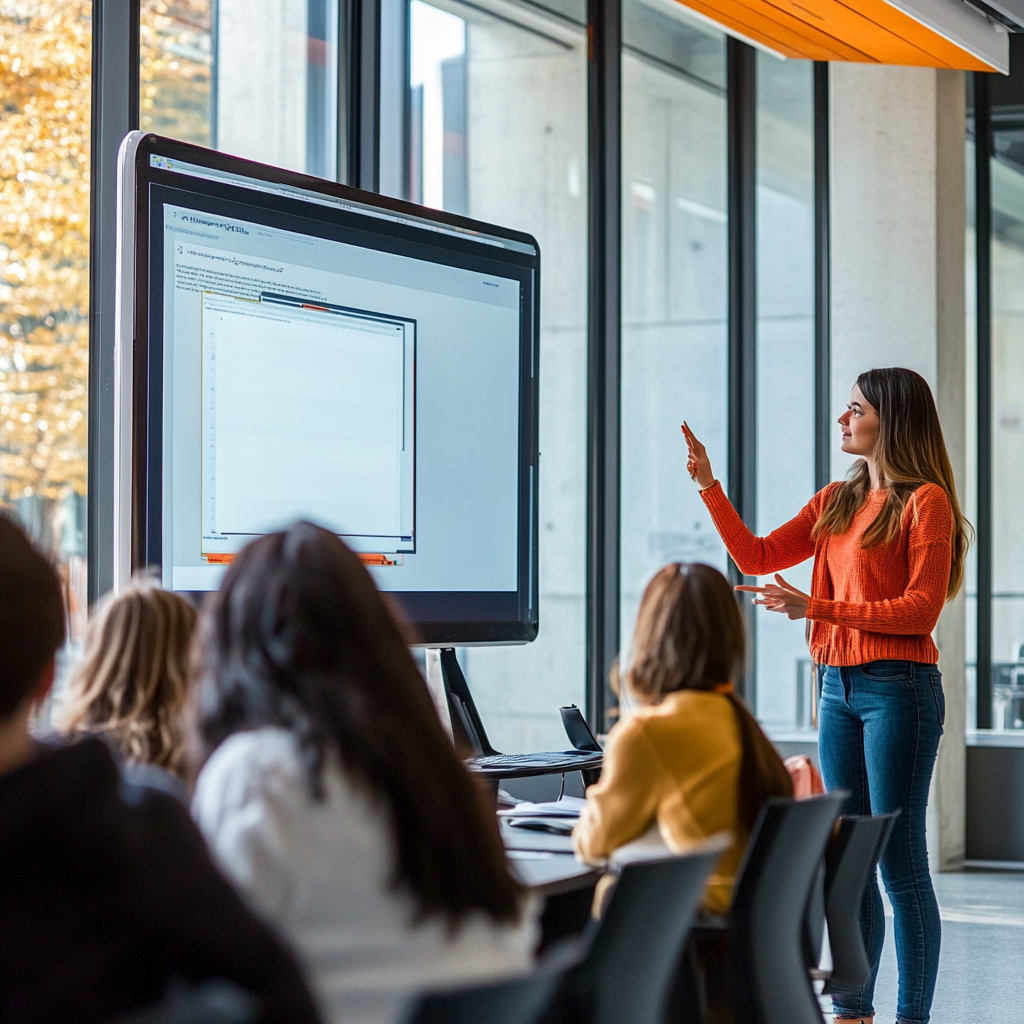 Teacher leading a discussion with students