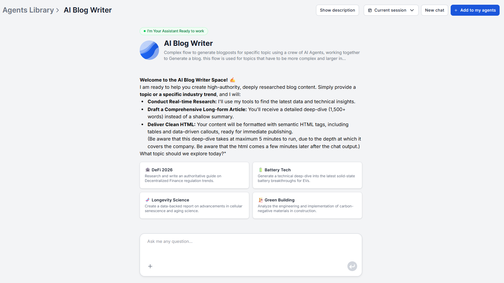 AI blog agent od FlowHunt