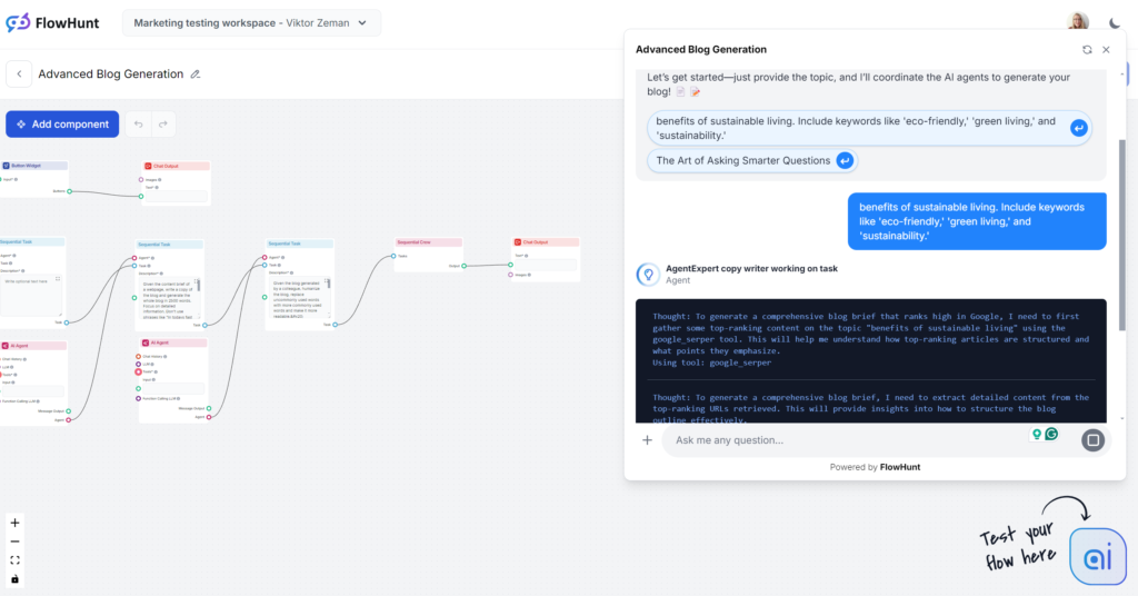 Le Flow vous indique ce qu’il fait et pourquoi à chaque étape de la génération