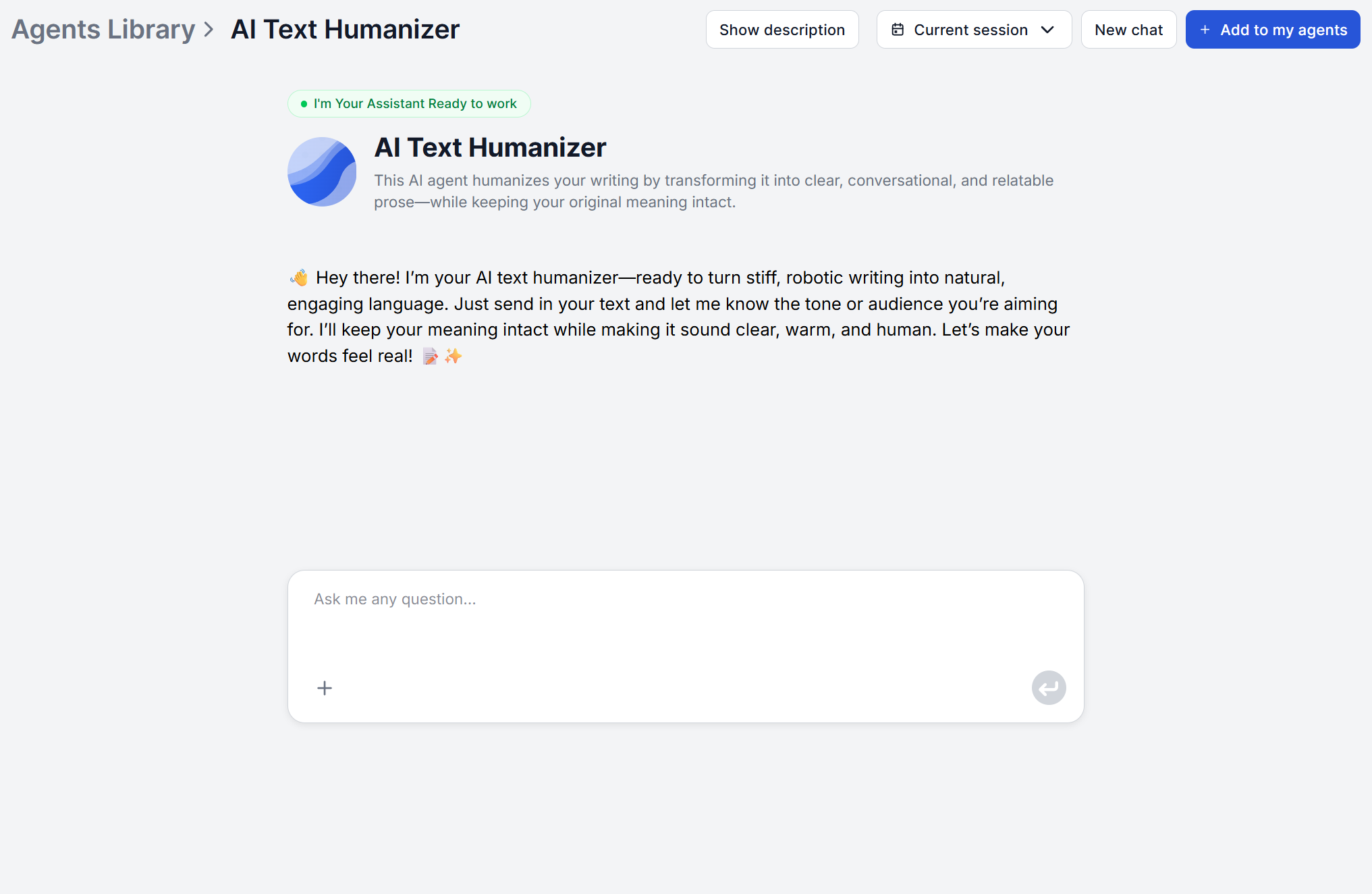 AI Text Humanizer tool in the FlowHunt agents library