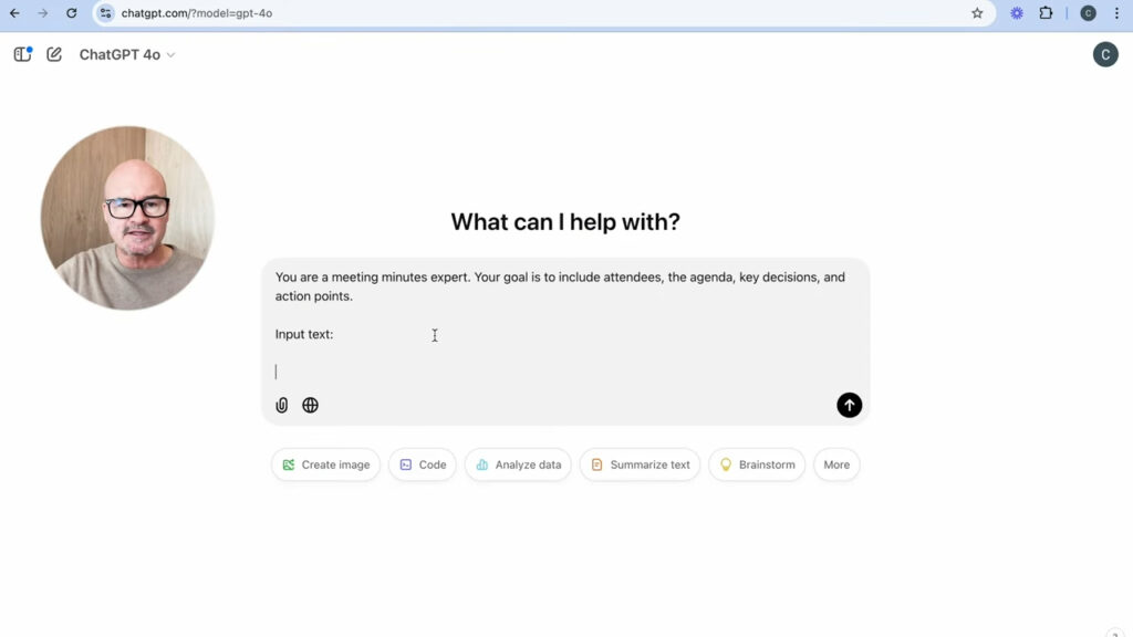 ChatGPT Prompt Example for Meeting Minutes
