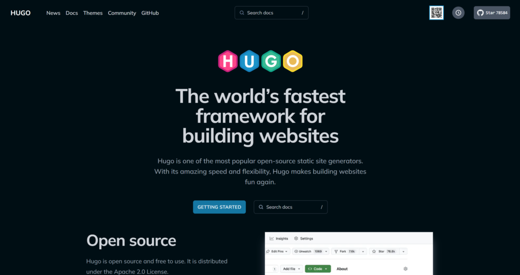 Hugo static site generator screenshot