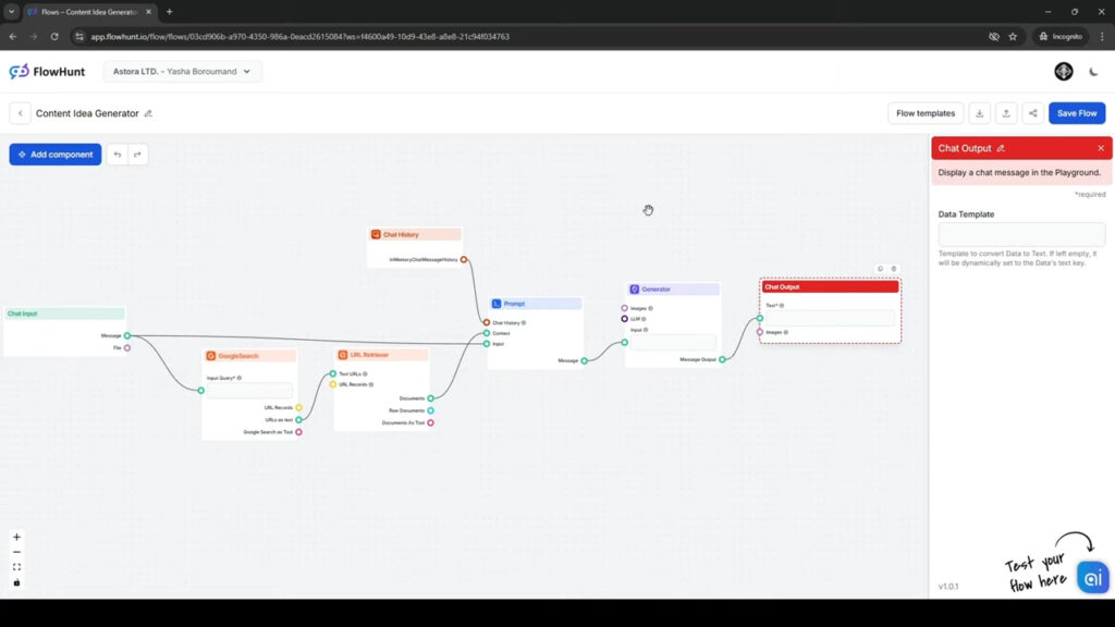 Flow components connected