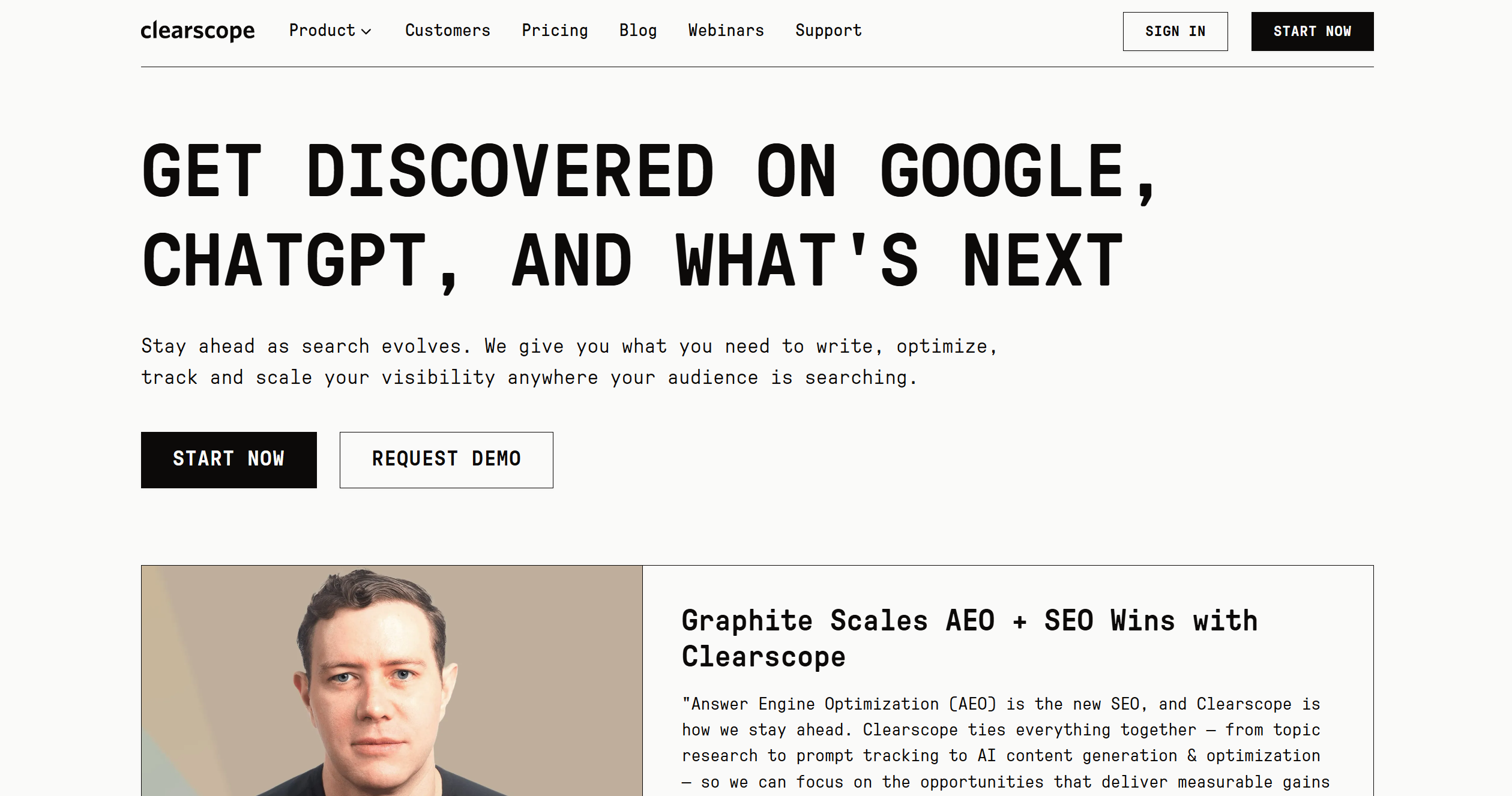Clearscope homepage