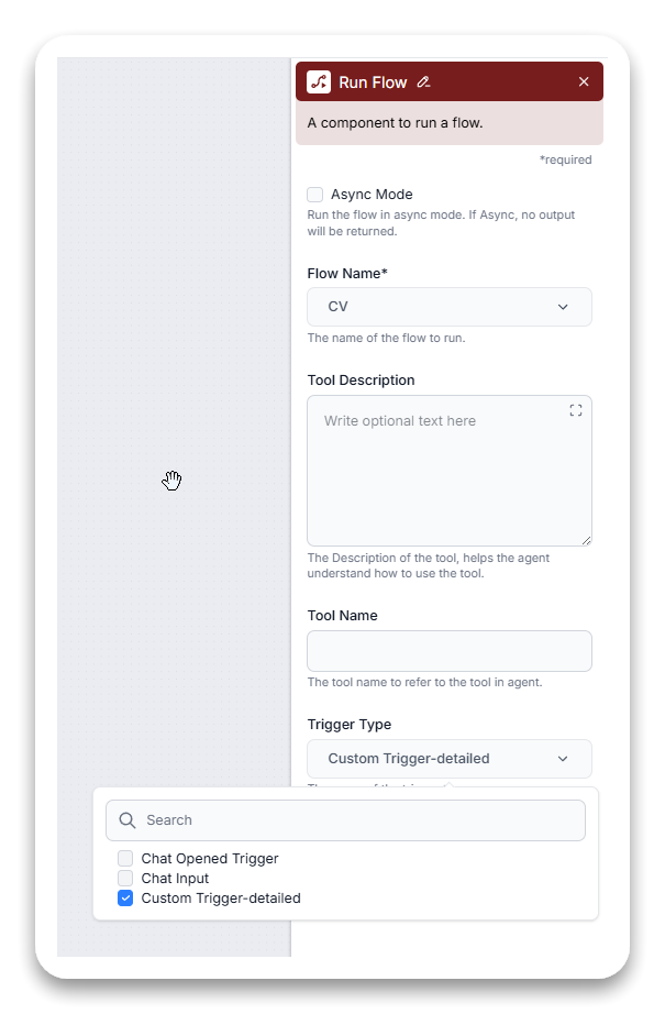 Run Flow component configuration