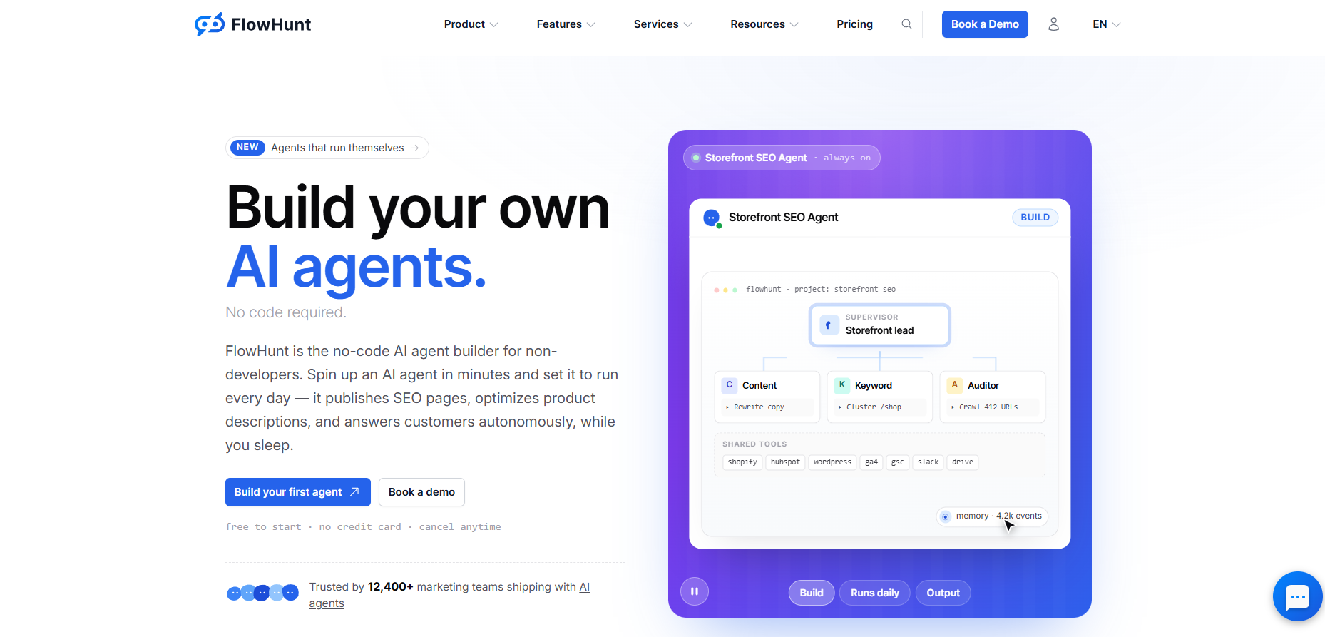 FlowHunt homepage screenshot