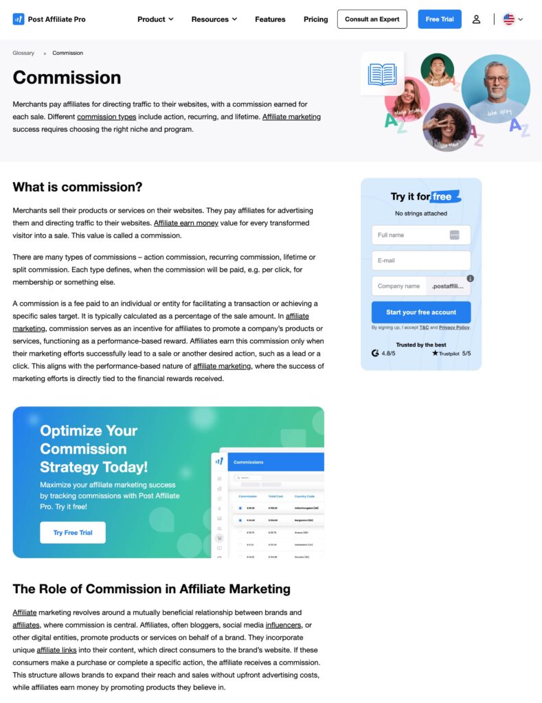 Final page with Call to Action button and message customized to context of the page