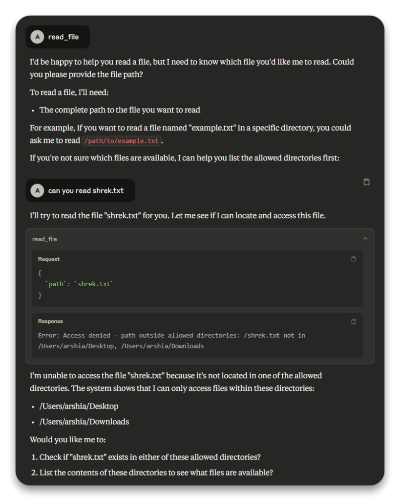 Directory listing screenshot