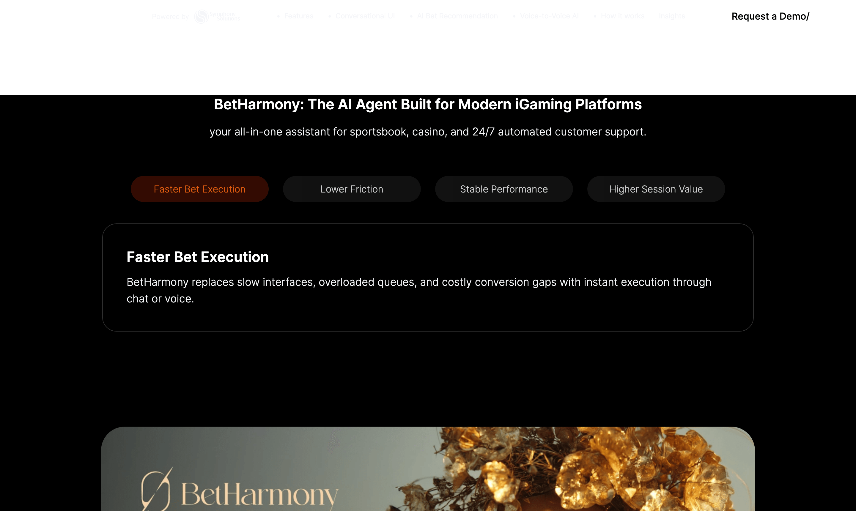 BetHarmony by Symphony Solutions iGaming assistant landing page