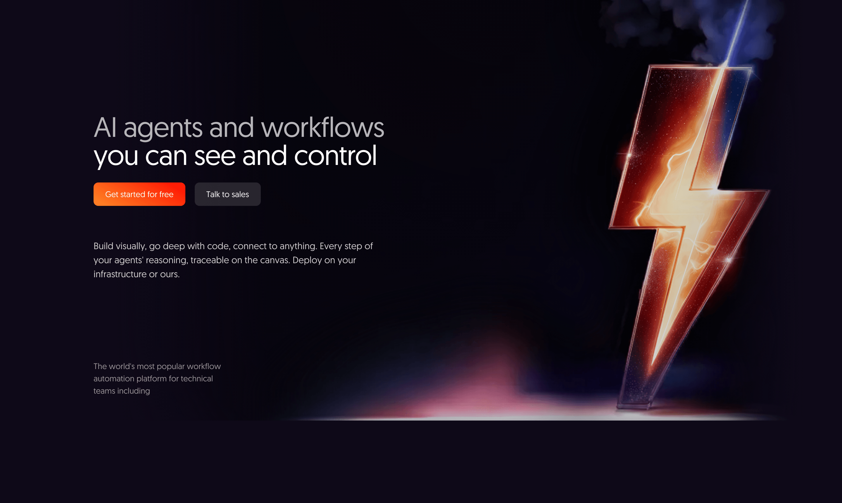 n8n AI agents and workflows homepage