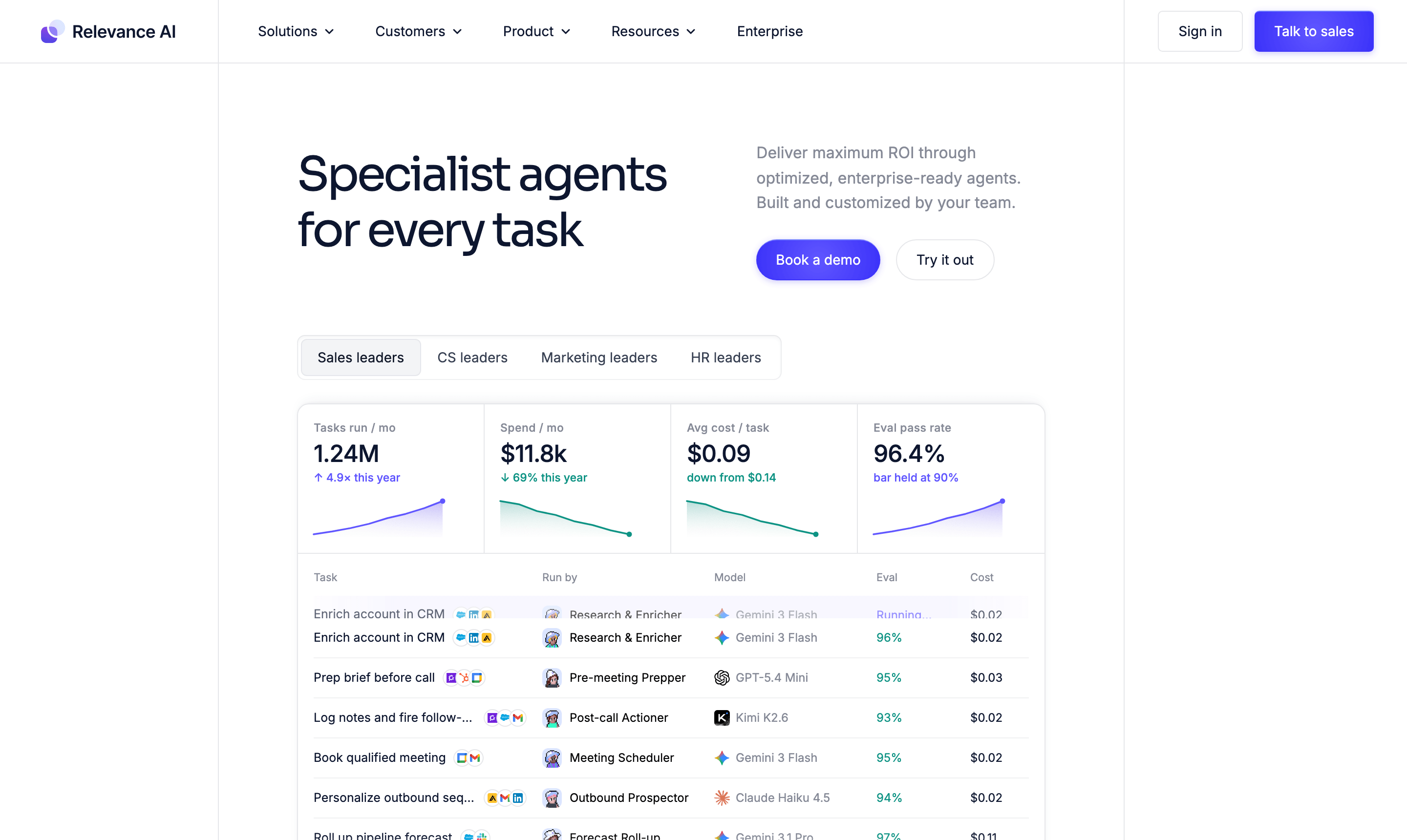 Relevance AI multi-agent platform homepage