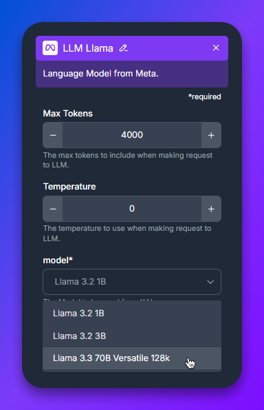 LLM component in Flowhunt