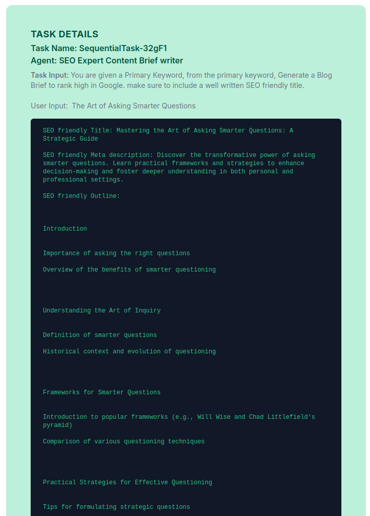 SEO Content Brief Task Log