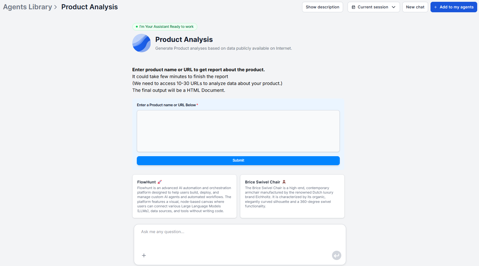 AI product analysis tool for pre-launch competitive research