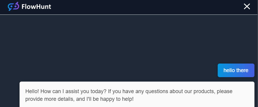 Example chatbot greeting output