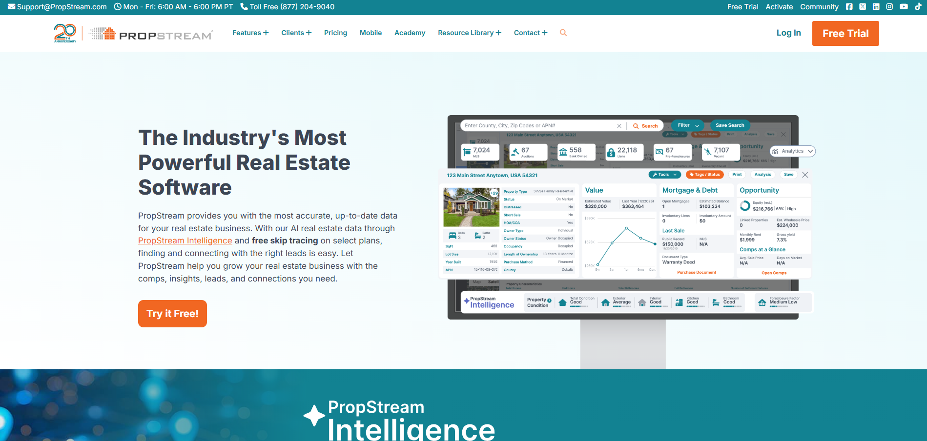 PropStream home page screenshot