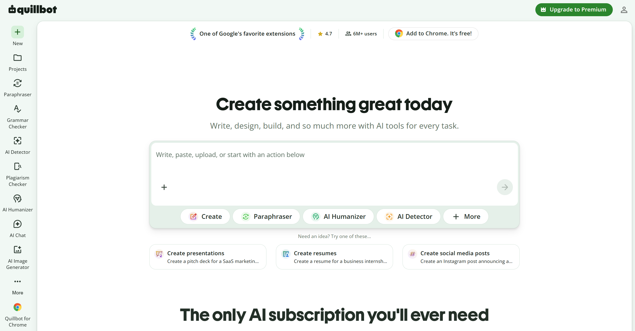 QuillBot homepage screenshot
