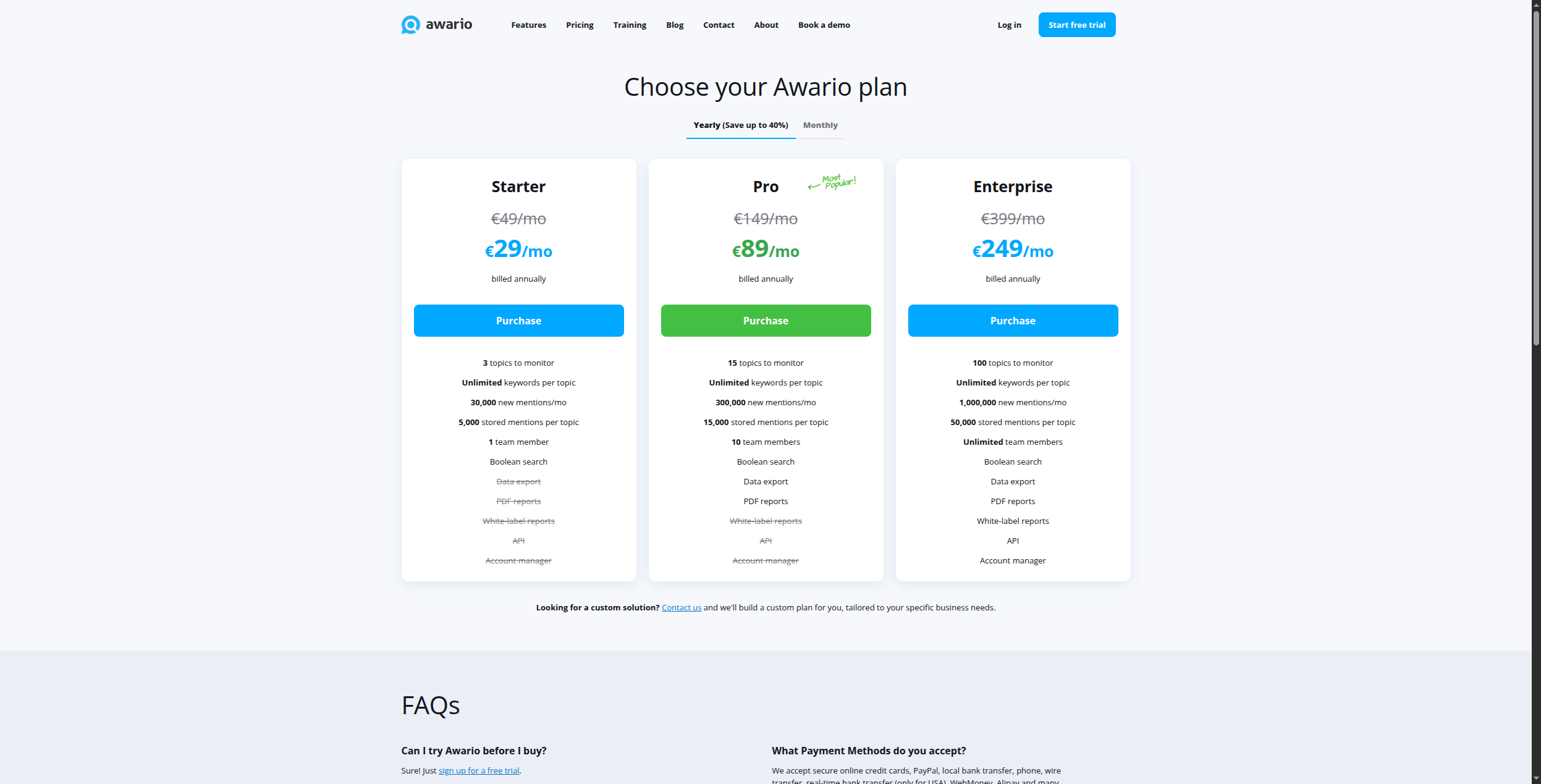 Awario pricing plans