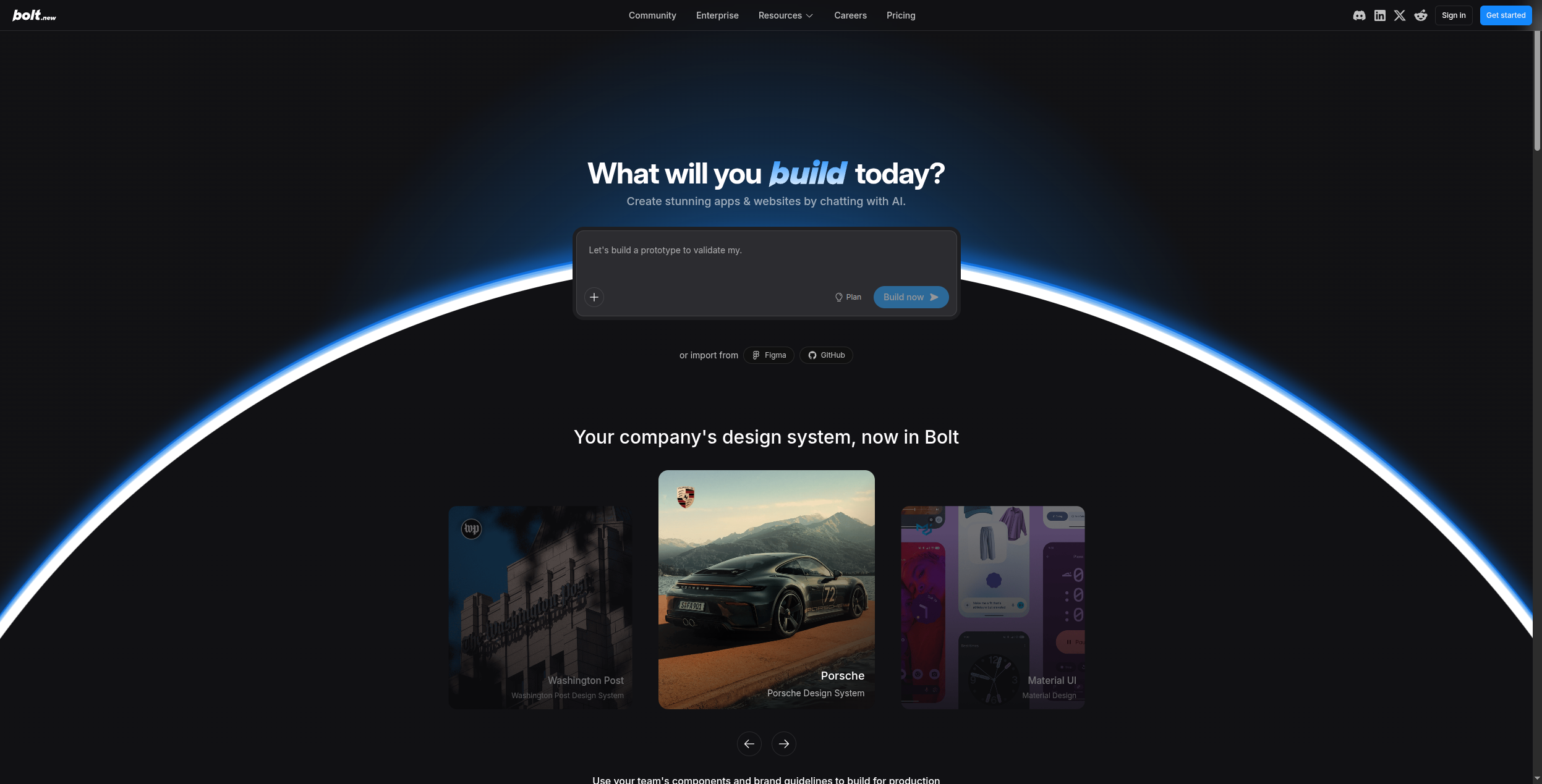 Bolt.new app builder interface