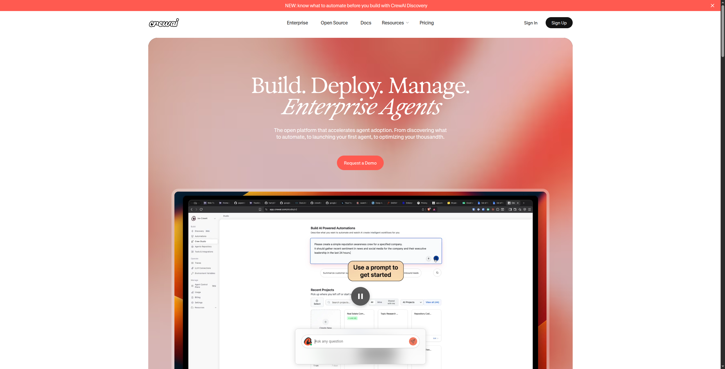 CrewAI dashboard