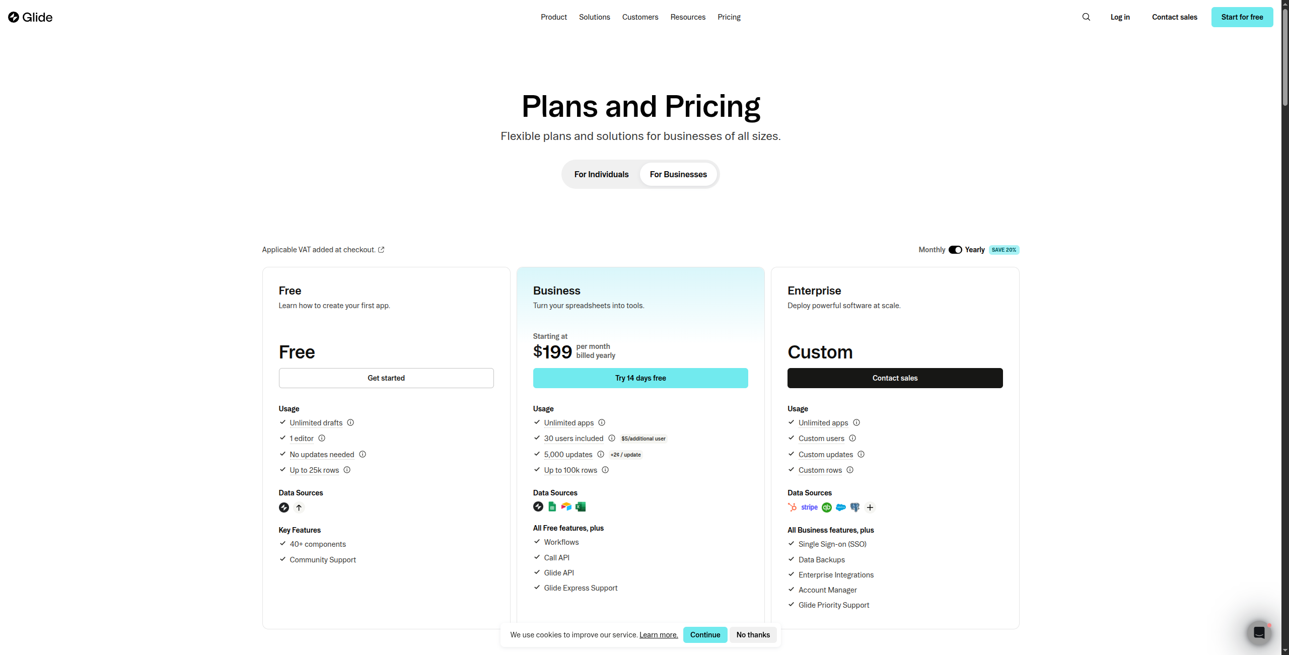 Glide pricing plans