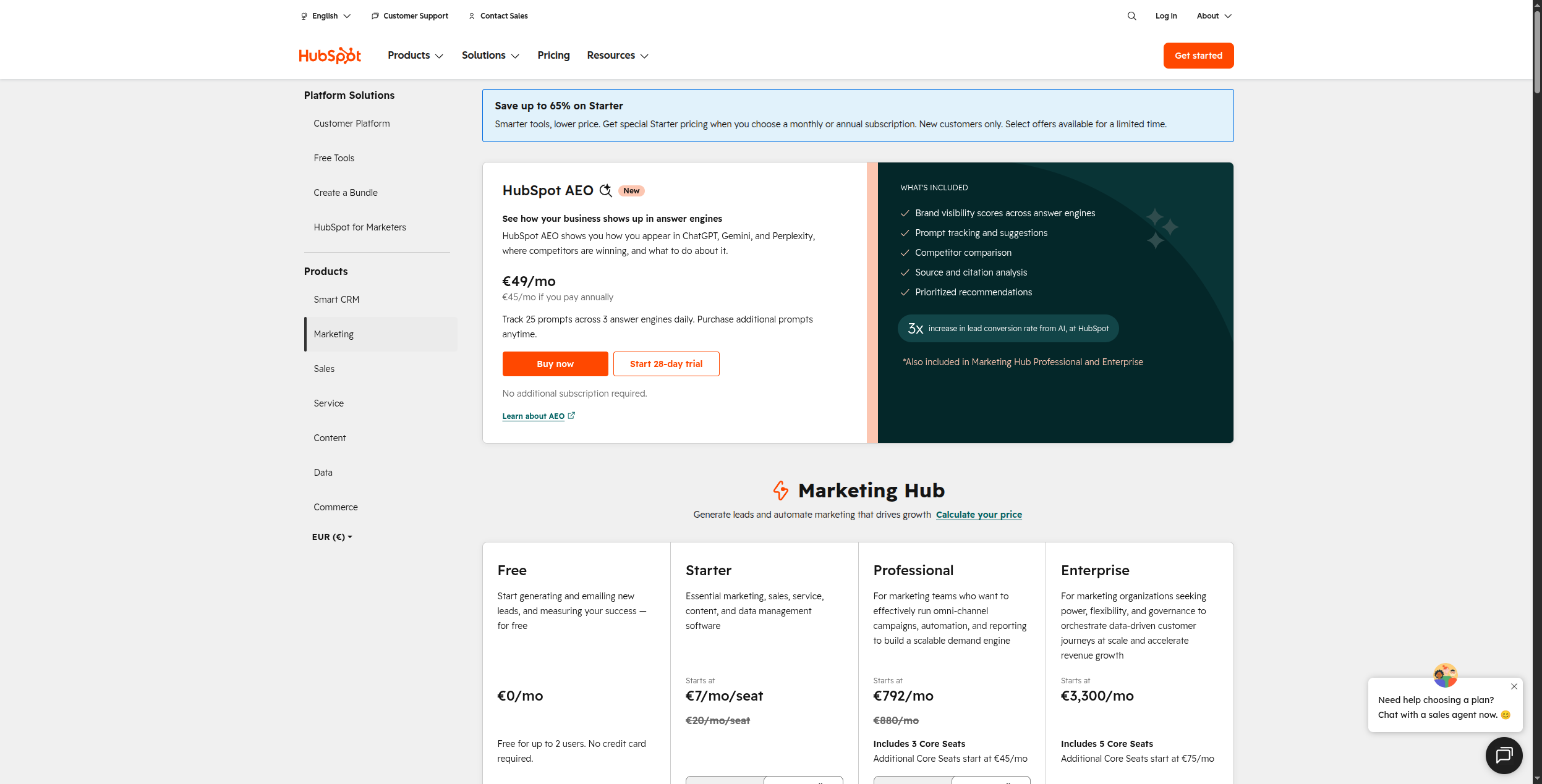 HubSpot Breeze AI pricing plans