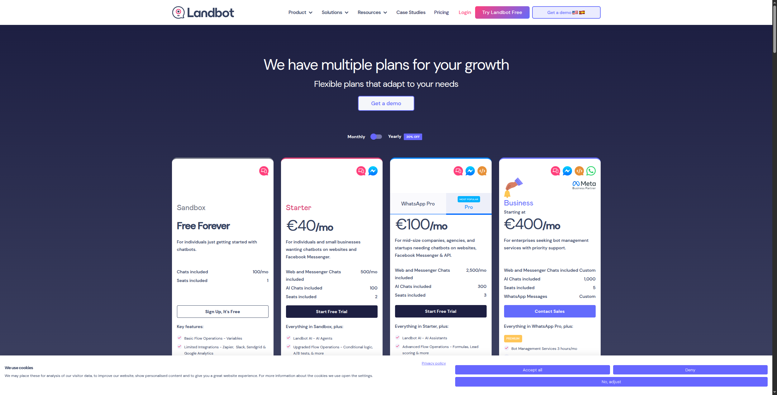 Planes de precios de Landbot