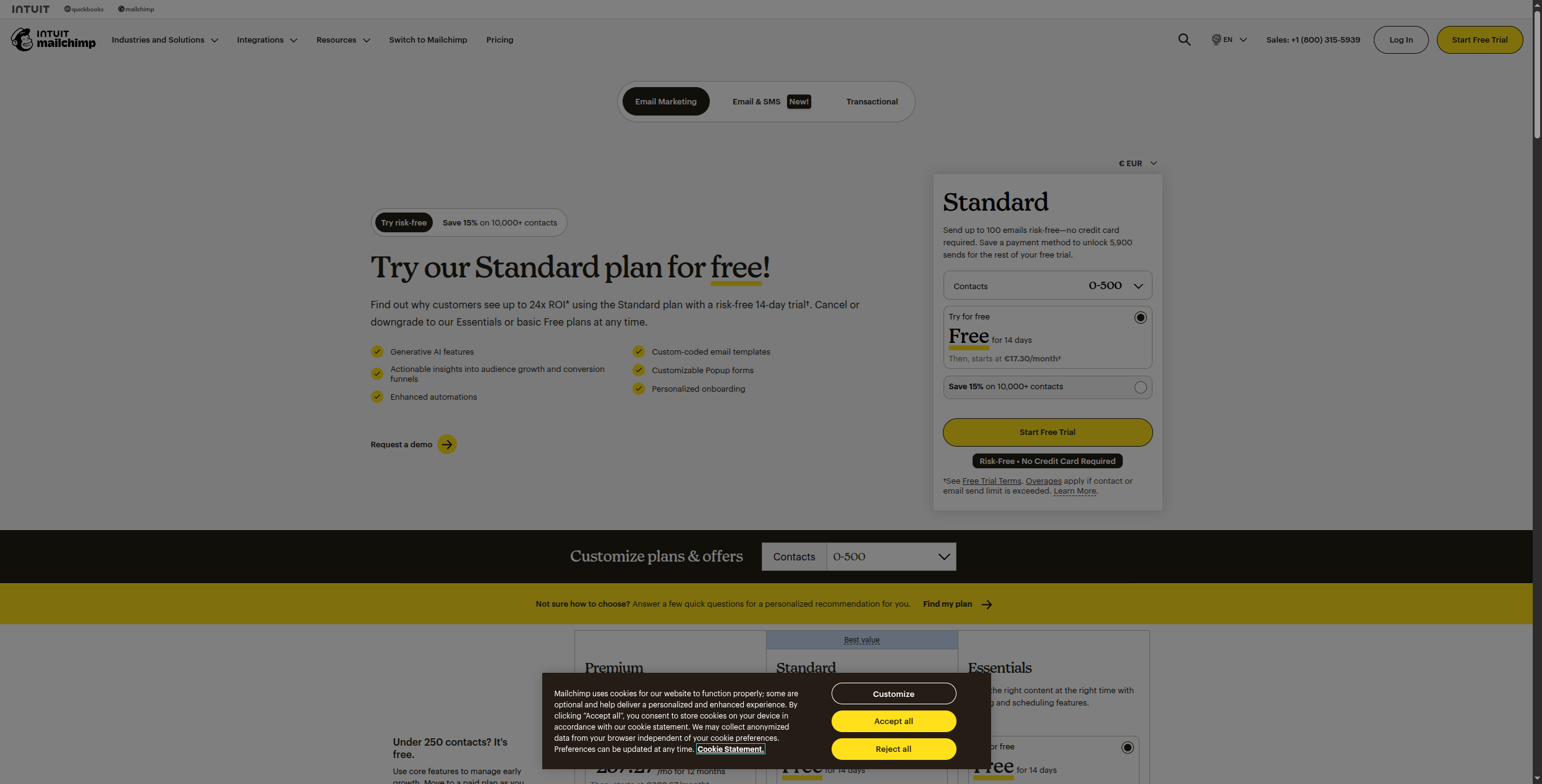 Mailchimp pricing plans