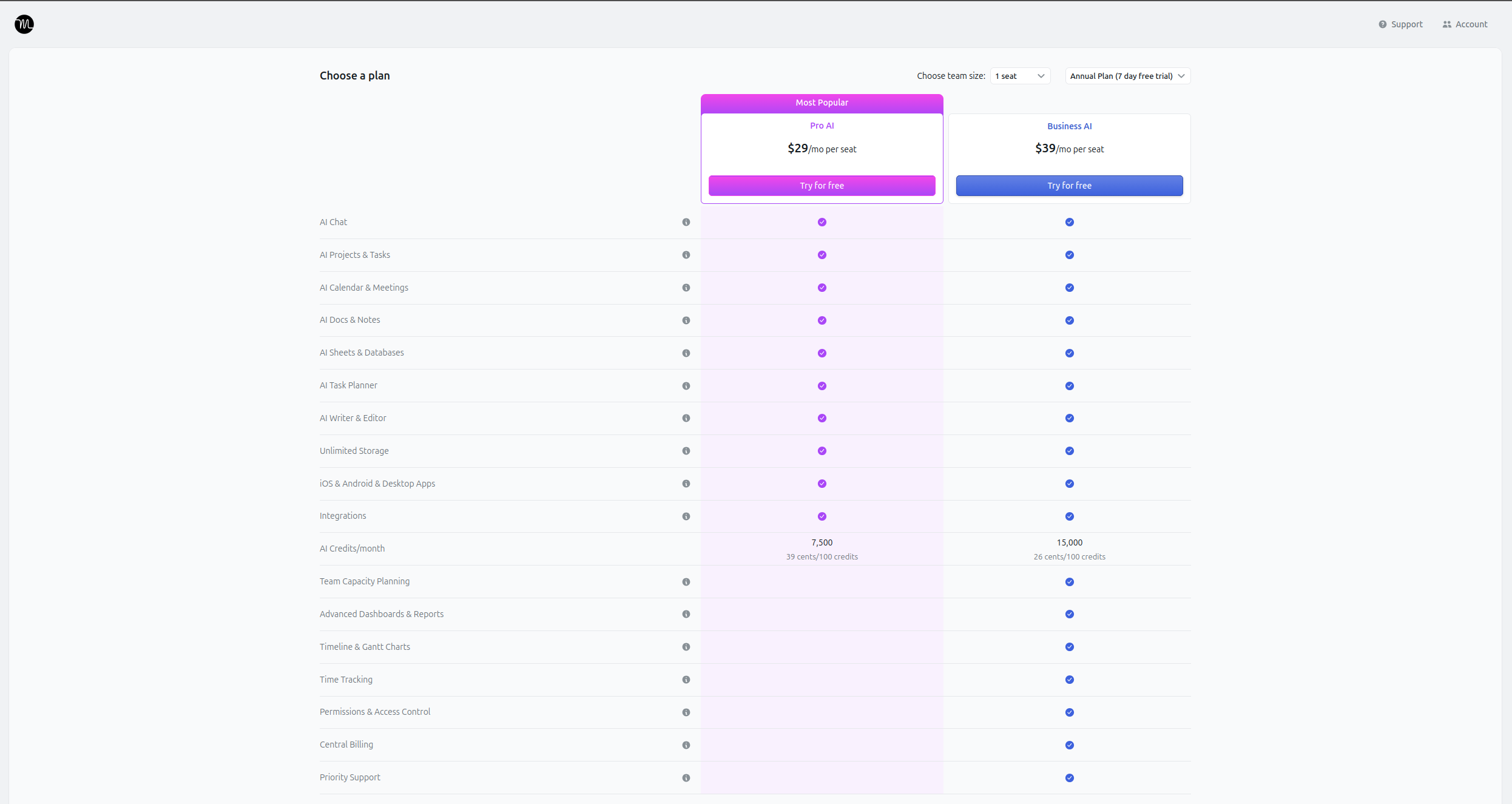 Motion pricing plans