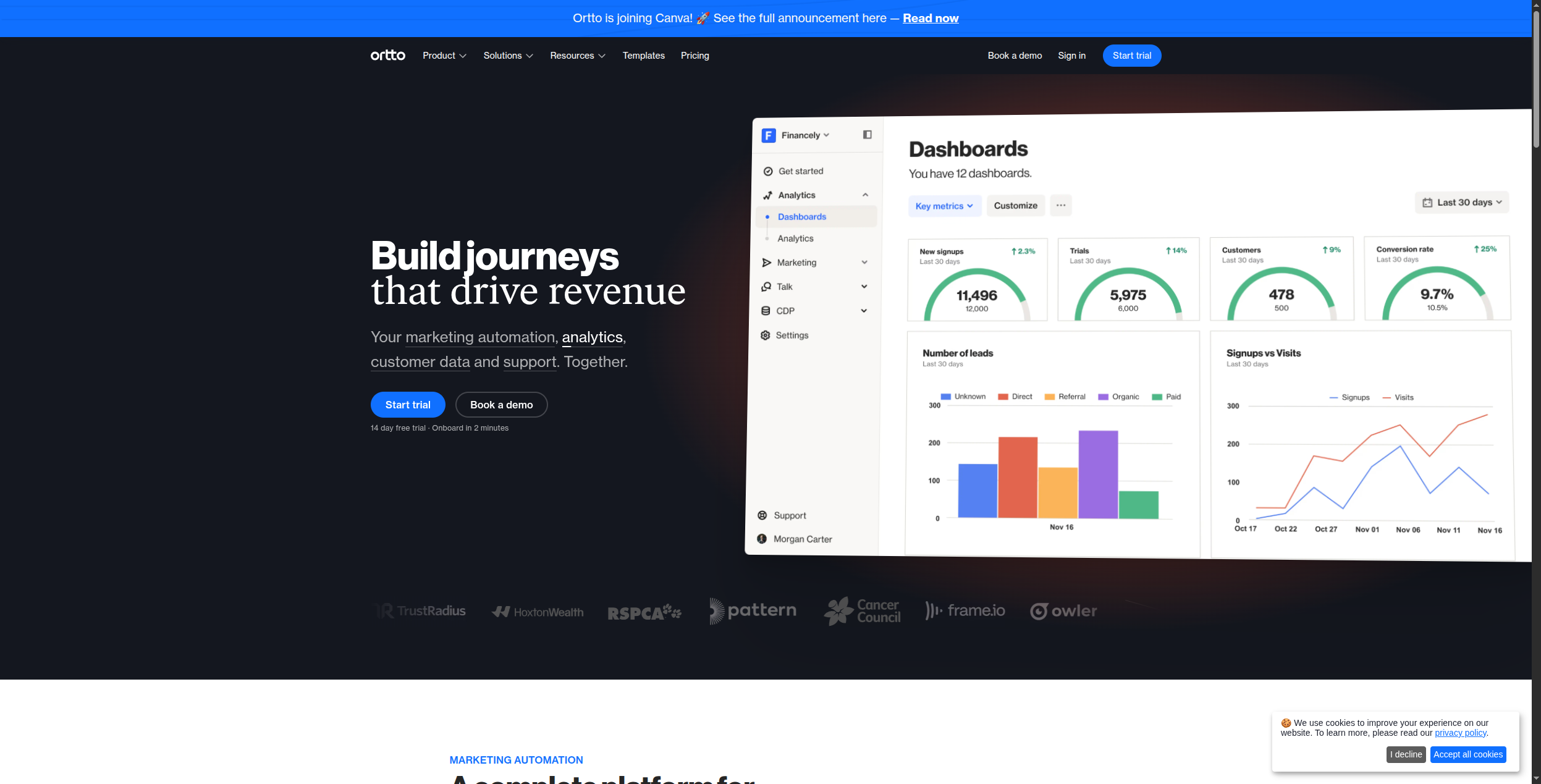Ortto CDP-integrated marketing automation