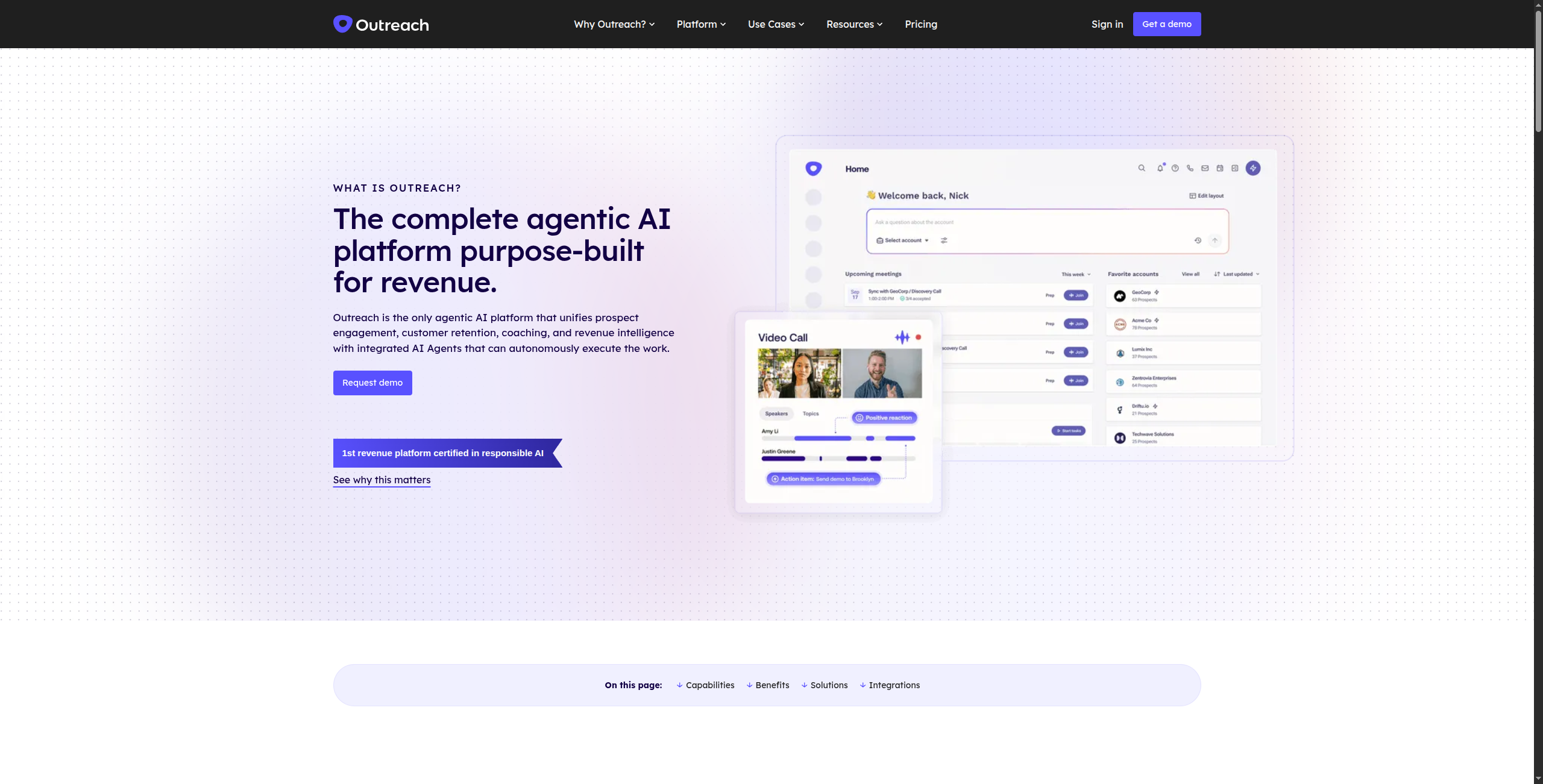 Outreach platform page
