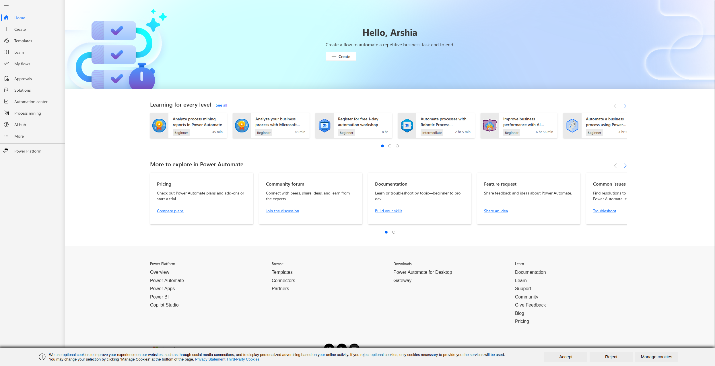 Dashboard di Power Automate