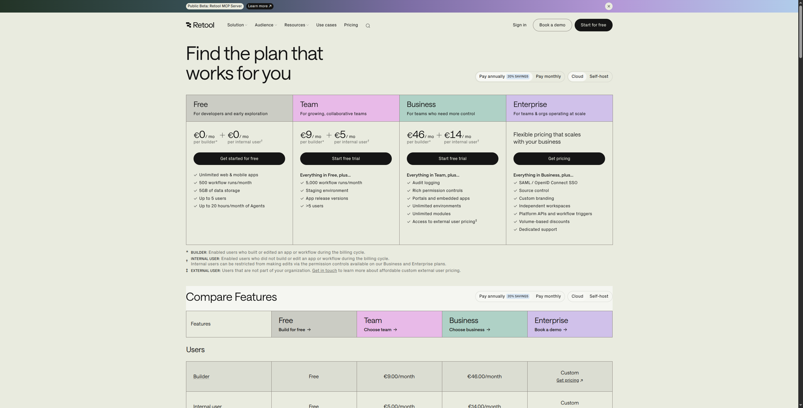 Retool pricing plans