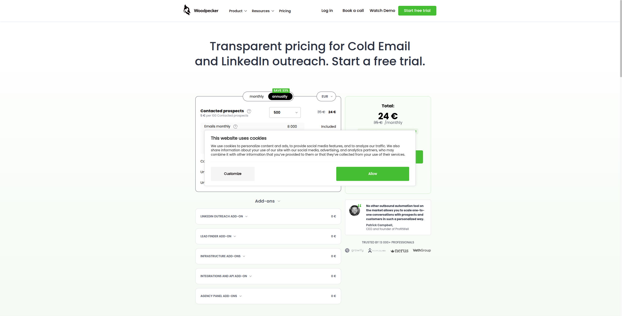 Woodpecker pricing plans