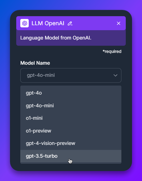 LLM OpenAI component in Flowhunt