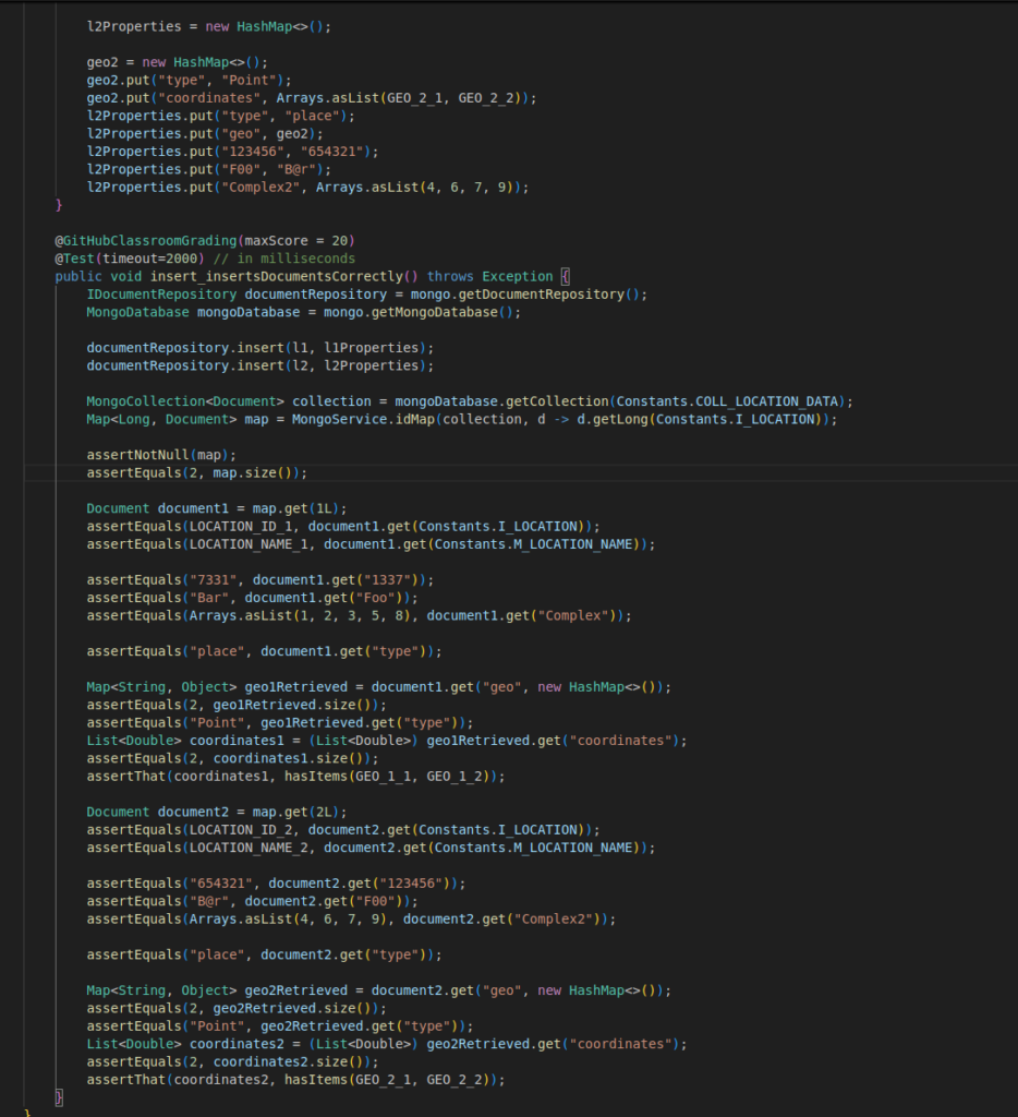 MongoDB test example