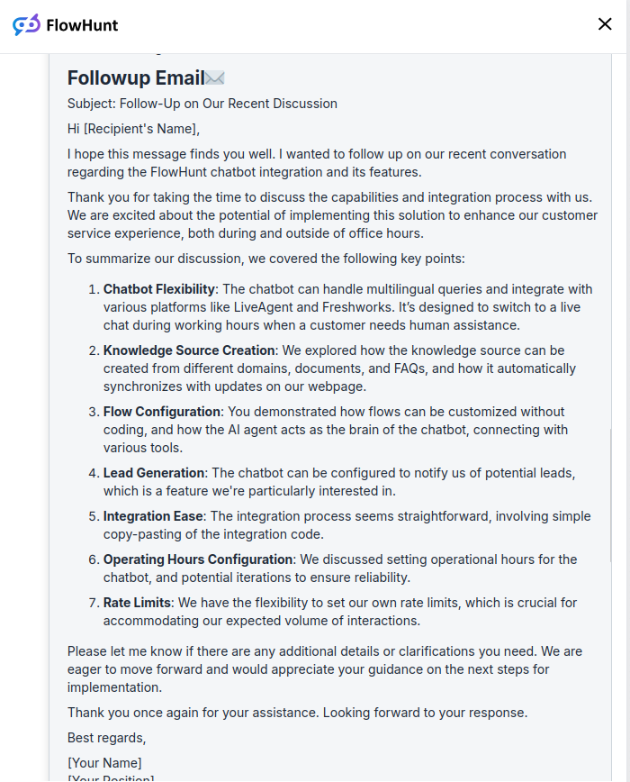 Personalized follow-up emails from meetings