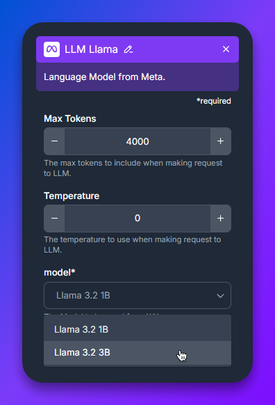 LLM Llama 3.2 3B Component