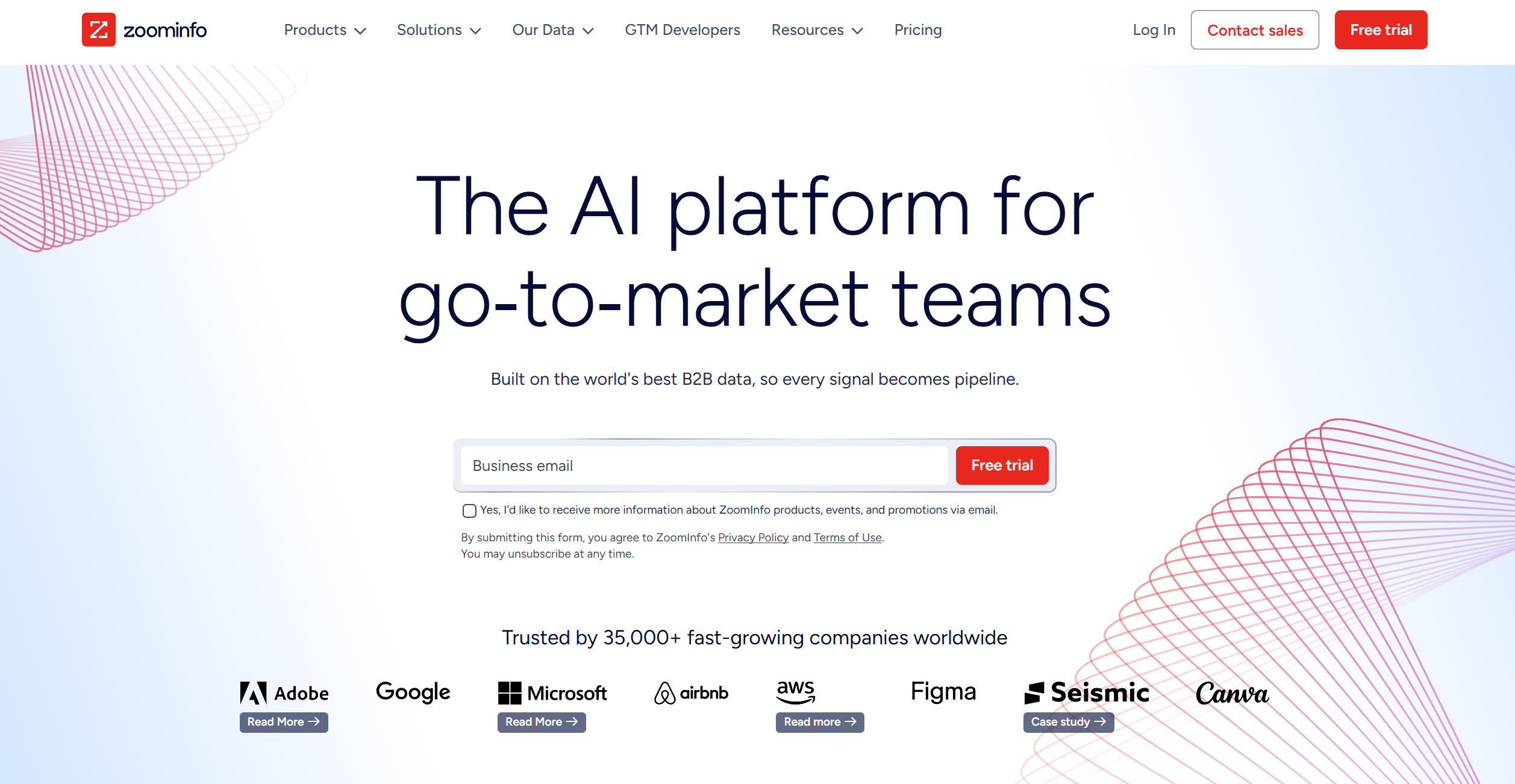 ZoomInfo homepage
