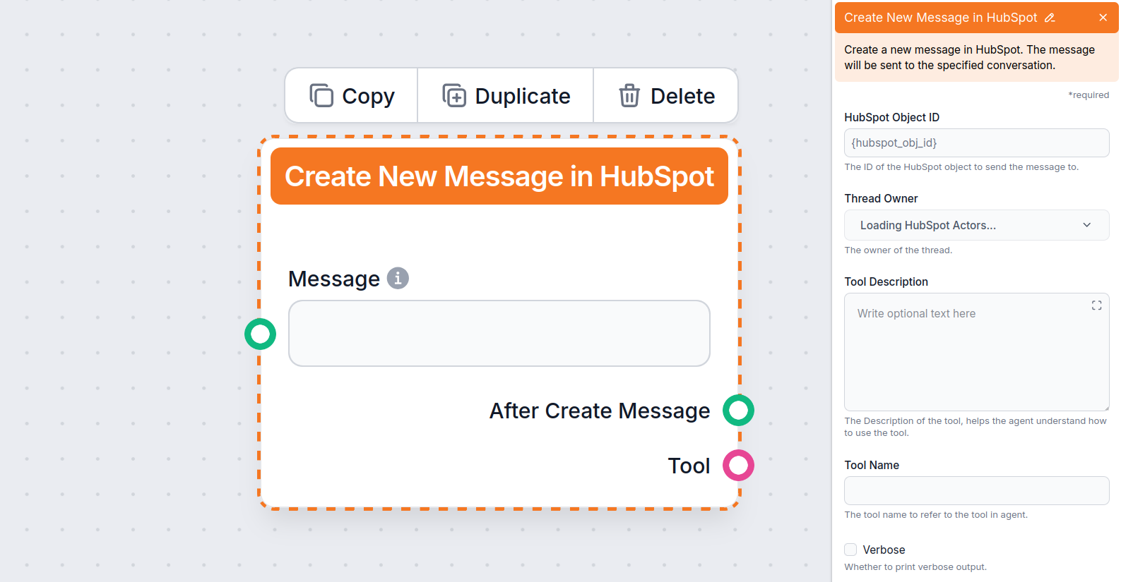 Create New Message in HubSpot settings